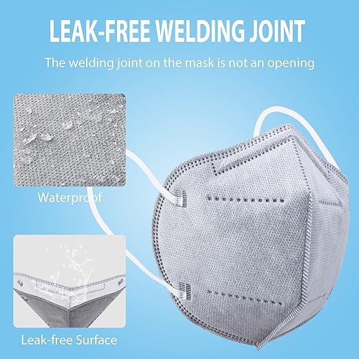 KN95 Face Masks 50 Pcs, 5-Ply Protection Grey KN95 Mask, Disposable Face Masks for Adults