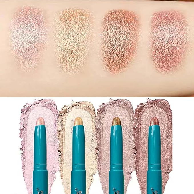 5 color set Eyeshadow Stick Eye Brightener Stick Eyeliner Pencil Cream Shimmer Glitter Women Eye Makeup Eye Shadow Sticks Pencil Highlighter Natural Waterproof Long Lasting