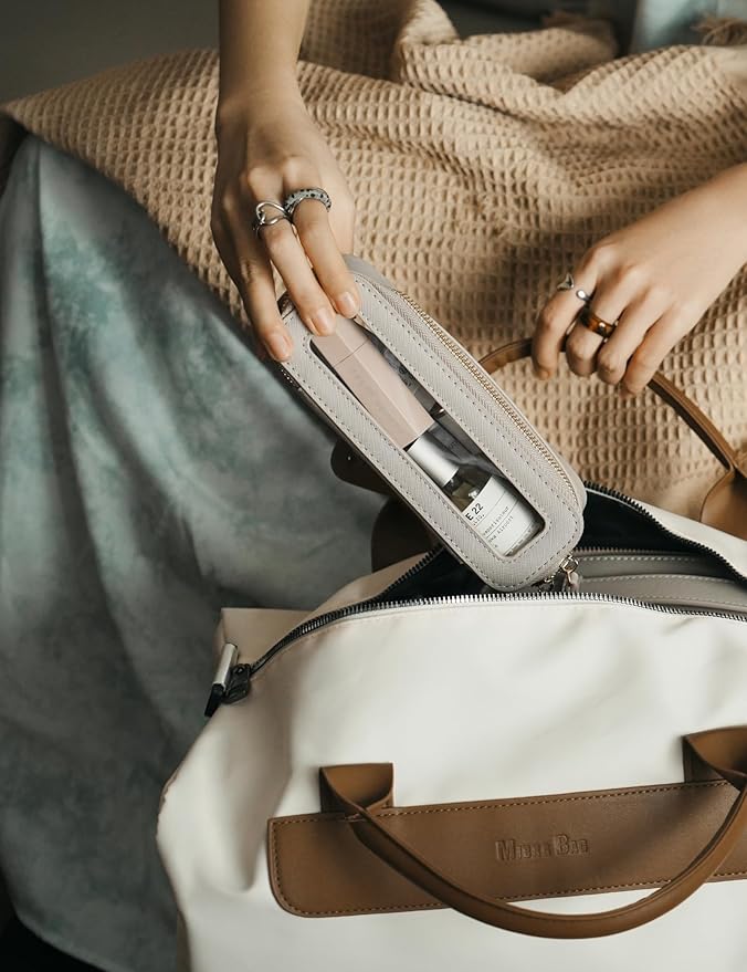 Popvibe Clear Makeup Bag Travel Cosmetic Case Transparent Toiletry Bag with Zipper, Portable Make Up Organizer Traveling Compact Car Bag for Essentials