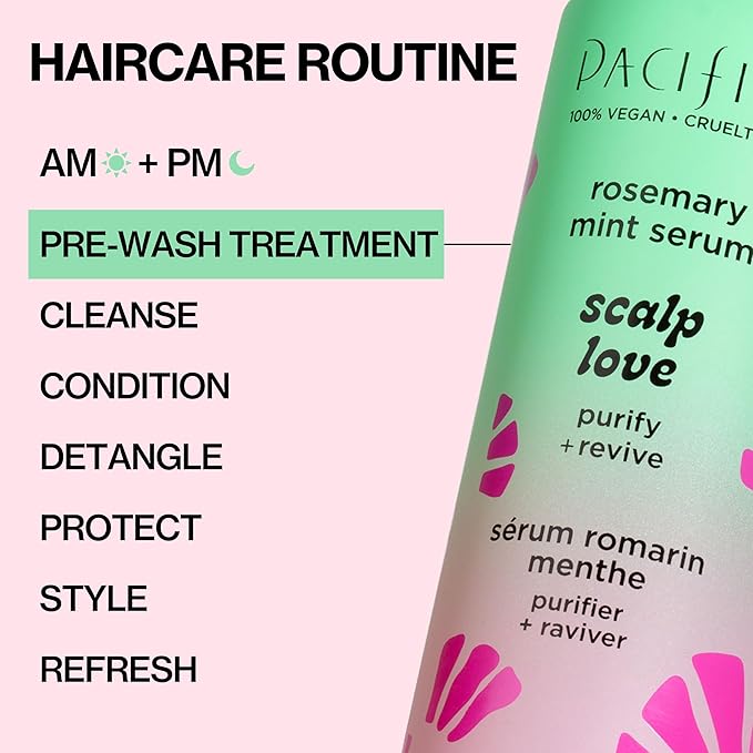 Pacifica Scalp Love Rosemary Mint Serum - Dry, Flaky, and Itchy Scalp Serum, Hydrating, Moisturizing, and Calming Treatment Formulated with Witch Hazel, Vegan and Cruelty-Free - 2 Fl Oz