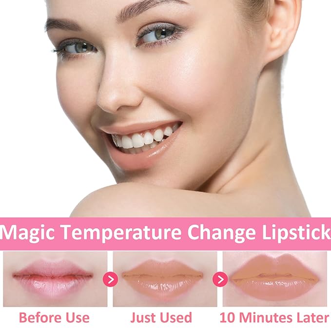 1 Pack Crystal Flower Jelly Lipstick,Magic Color Changing Lipstick,PH Clear Temperature Color Changing Lip Gloss,Lip Balm,Long Lasting Nourishing Moisturizing Lip Stick Set 02