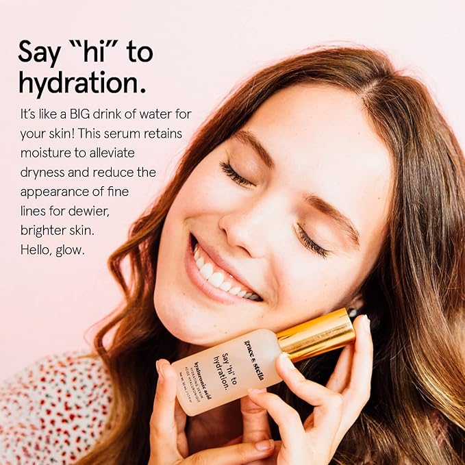 grace & stella Award Winning Hyaluronic Acid Serum (50ml/1.7 fl oz) Hydrating Hyaluronic Acid Serum for Face - Acido Hialuronico for Women - Remove Fine Lines, Wrinkles, Anti Aging - Vegan Skincare