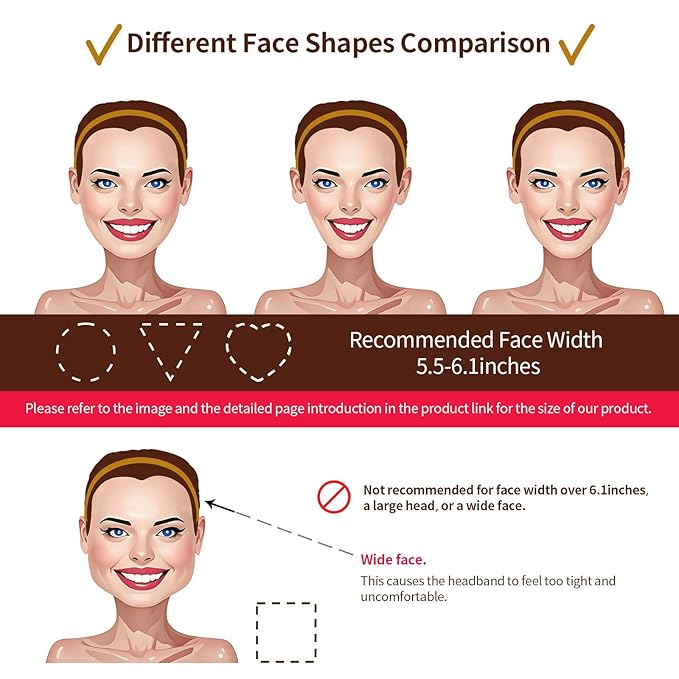 EVITA PERONI Hair Band for Eyewear - No Pressure, No Headache, Comfortable Thin Non-Slip Headbands for Women's Hair Fashion - Amber