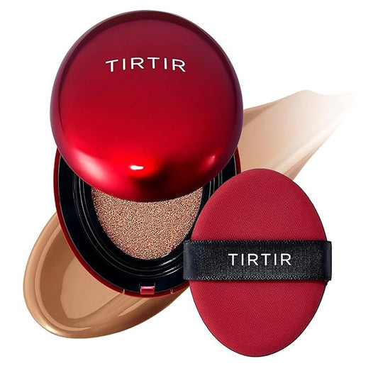 TIRTIR Mask Fit Red Cushion Foundation | Full coverage, Weightless, Skin fit, Satin Glow Finish, Korean Makeup, beauty, Tattoo cover up, Buildable (#37C Almond, 0.63 Fl Oz)