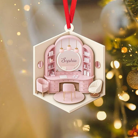 Personalized Makeup Tools Christmas Ornament 2025, Makeup Box Christmas Ornament Gift for Makeup Artist, Christmas Tree Decor for Makeup Shop, Gift for New Makeup Coworkers (Makeup 2)