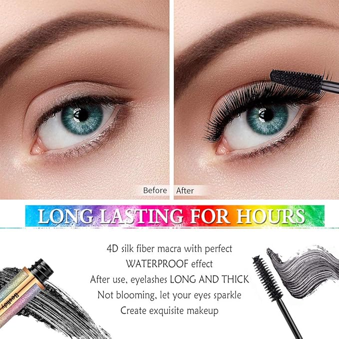 Bestidy 4D Silk Fiber Lash Mascara - Natural Waterproof, Smudge-proof, Thickening & Lengthening, No Clumping, Lasts All Day