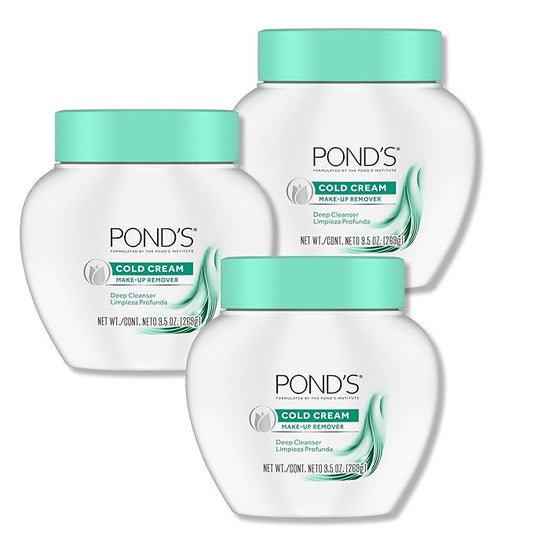 POND'S Cold Face Cream, Skin Care Facial Cleanser for All Skin Types, Deep Moisturizing Face Wash & Makeup Remover, 9.5 oz, 3 Pack