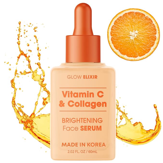 Glow Elixir Vitamin C & Collagen Face Serum – Dermatologist Tested Korean Skincare – Evens Skin Tone, Enhances Radiance, Supports Hydration – Clean Beauty, Vegan, Cruelty-Free – 1.69 fl oz