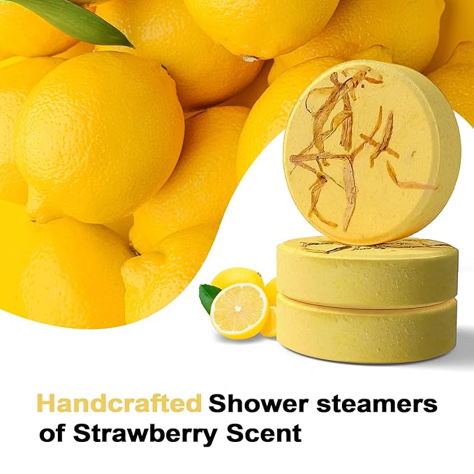 Aromatherapy Shower Steamers Birthday Day Gifts Lemon - Swcandy 8 Pcs Bath Bombs Birthday Gifts for Women, Shower Bombs with Essential Oils, Relaxation Home SPA for Women Who Has Everything