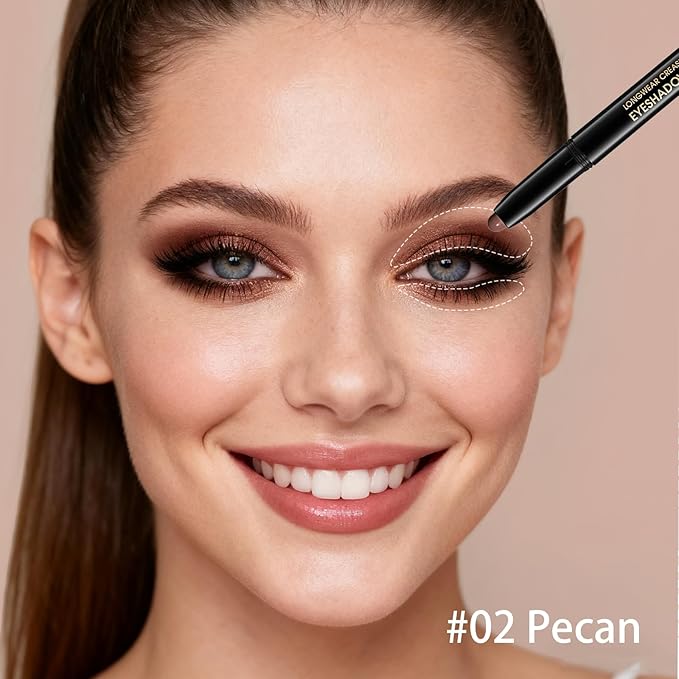 Matte Cream Eyeshadow Stick, Waterproof Eye Shadow Stick, Long-Lasting and Blendable High Pigmented Single Eyeliner Makeup for Women, 2 Pecan