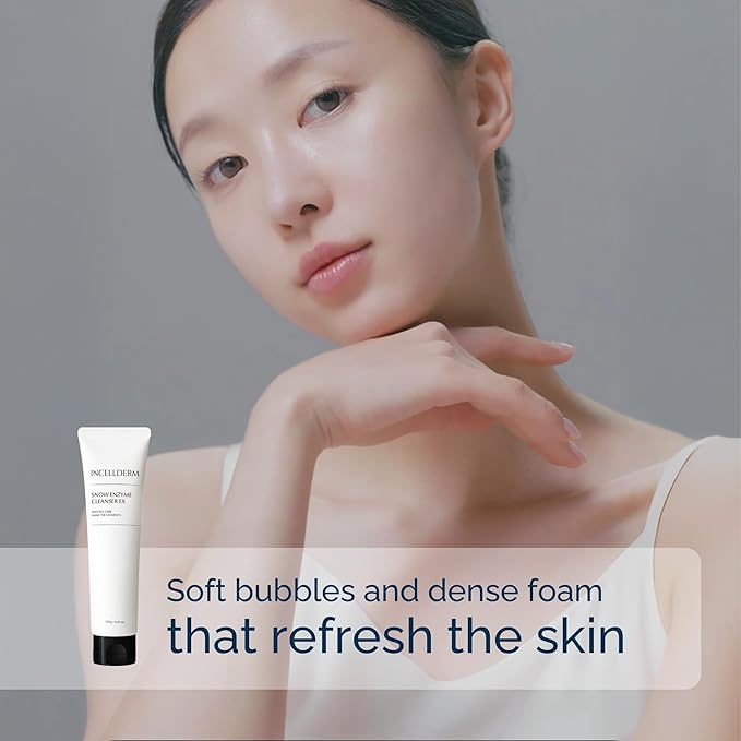 INCELLDERM Snow Enzyme Cleanser, Makeup Remover, K-beauty Cleansing Foam 120g