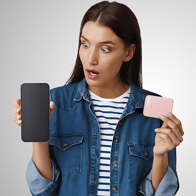 Kintion Rechargeable Pocket Mirror, Double Sided 1X/3X Magnification Compact Vanity Mirror, 3 Color Lights, Dimmable, Small Portable Wallet Mirror, Lighted Travel Mirror for Women Gifts, Pink