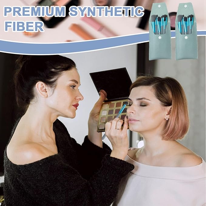 16 Sets Travel Makeup Brush Set Bulk Brushes Bag Mini Face Make up Brushes Brushes Bag for Makeup Party Favors Wedding Bridal Shower Favors Bridesmaid Gift Bachelorette Party Gift(Blue)