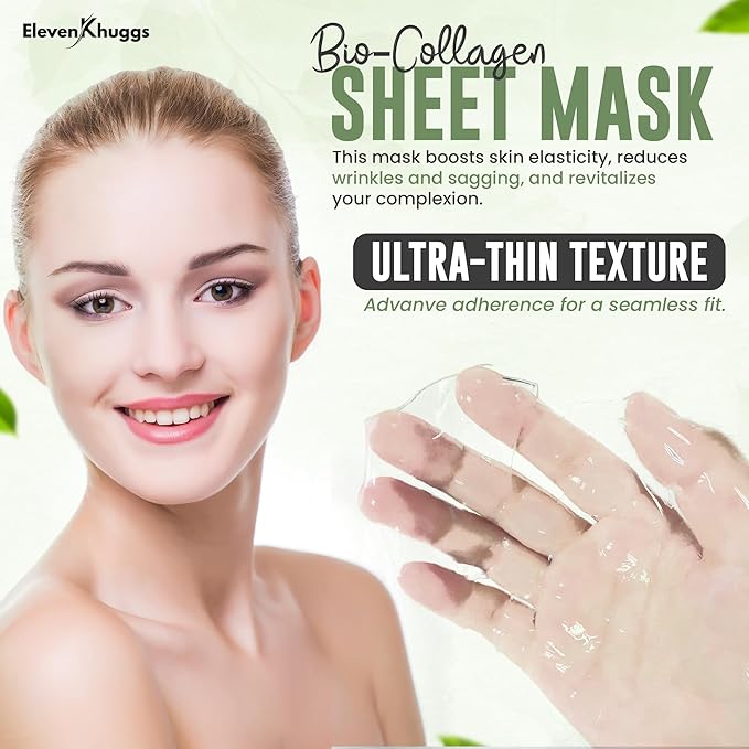 Crystal Seaweed Bio-Collagen Korean Glass Skin Care with Niacinamide Face Sheet Mask Pack of 5 for Deep Hydration and Revitalization