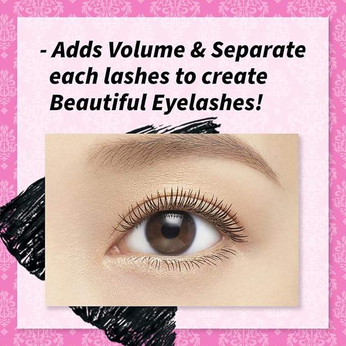 HEROINE MAKE by KISSME Tubing Mascara Waterproof & Long-lasting, Waterproof Mascara Black for Volumizing & Curl with Curvy Brush Advanced Film, 6 Natural Serums for Sensitive Skin, Made in Japan 2 EA