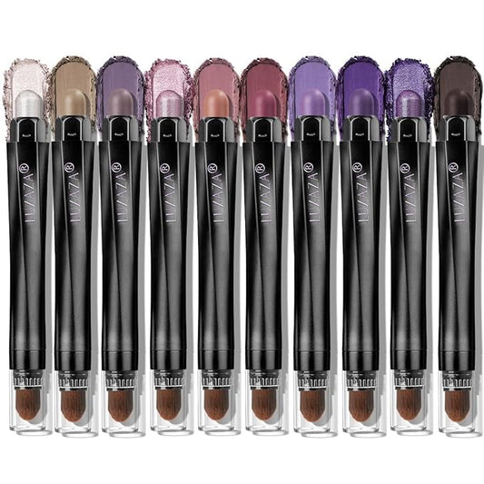 10PCS Eyeshadow Stick Set,Pro Longwear Purple Cream Eye Shadow Brightener Pencil Crayon Makeup Sticks-Grape Glam