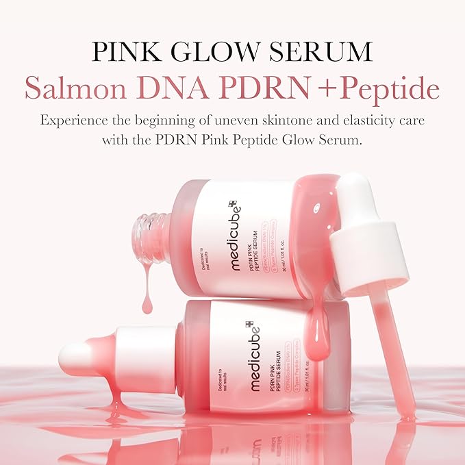 medicube Pink Glass Glow Skin Trio: Salmon DNA PDRN pink collagen jelly gel mask (4ea) and PDRN Pink Peptide Serum, glow serum and Collagen Jelly Cream 50ml