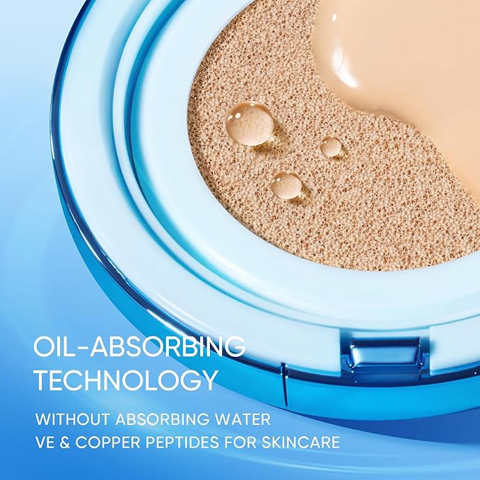 Velvet Matte Cushion Foundation Blue Ultra Cover Powder Foundation Oil-Control Waterproof BB Cushion Makeup CC Cream (01 VANILLA)