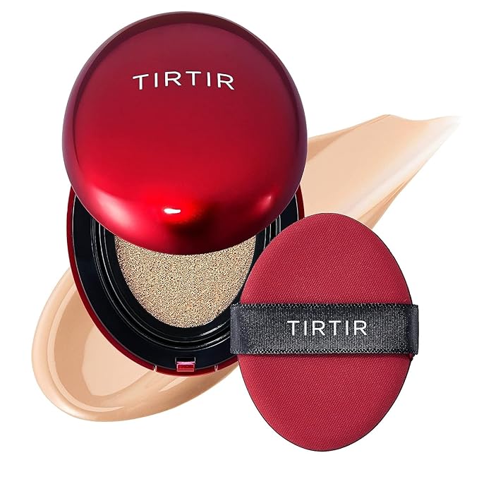 TIRTIR Mask Fit Red Cushion Foundation | Full coverage, Weightless, Skin fit, Satin Glow Finish, Korean Makeup, beauty, Tattoo cover up, Buildable (#23N Sand, 0.63 Fl Oz)