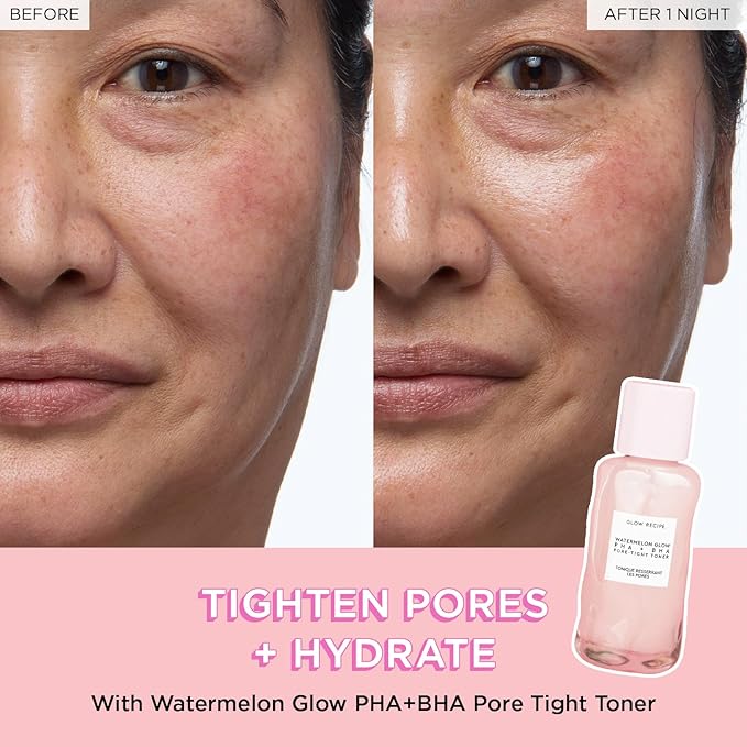 Glow Recipe Real Glass Skin Kit - PHA + BHA Toner & Gentle Face Exfoliant (40 ml) + Pink Juice Hydrating Moisturizer with Hyaluronic Acid (50 ml) + Niacinamide Dew Drops Highlighting Serum (15 ml)
