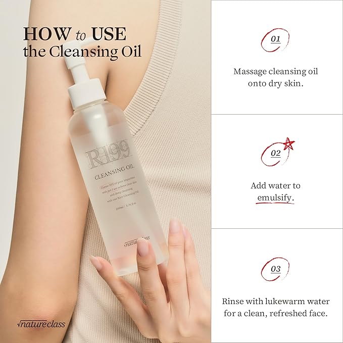 R199 Rice Cleansing Oil- Fast Emulsification, Pore-Cleansing, Blackhead Removal without Clogging Pores, Makeup Dissolving, and Hydrating Formula, Korean Skincare 6.76 Fl Oz