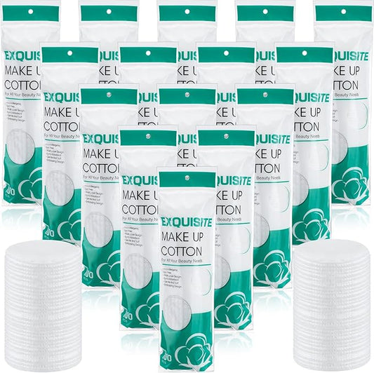 Maxcheck 1500 Pcs Cotton Rounds Bulk Exfoliating Rounds for Face Makeup Remover Cotton Facial Pads for Face Makeup Removal Toner Pads