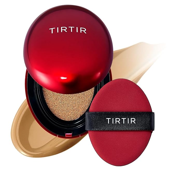 TIRTIR Mask Fit Red Cushion Foundation | Full coverage, Weightless, Skin fit, Satin Glow Finish, Korean Makeup, beauty, Tattoo cover up, Buildable (#33W Ginger / 0.63 Fl Oz)
