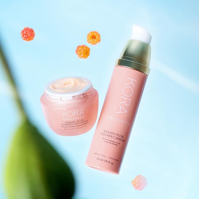 KORA Organics Kakadu Plum Vitamin C Eye Cream, Hydrating & Revitalizing, Certified Organic, Cruelty Free, Refillable, 0.51 fl oz