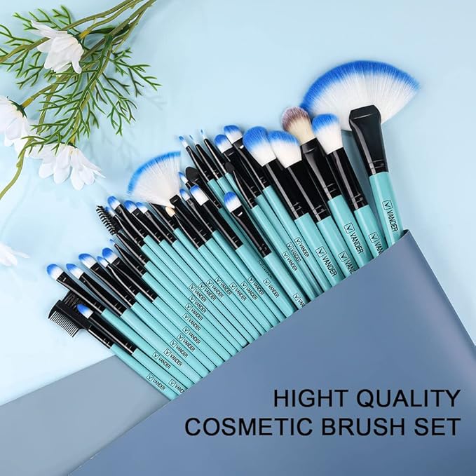 Make up Brushes, VANDER Professional 32pcs Makeup Brush Set, Makeup Brushes Set Foundation Blending Cosmetic Brush Set Kit,Blue