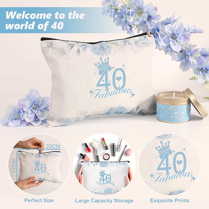 40th Birthday Gifts for Women, Ideas Baskets, 9 Pieces Unique 40th Spa Gifts for Her Wife, Girlfriend, Sister, Friends