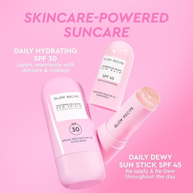 Glow Recipe Dew Shield Korean Face Sunscreen SPF 30 - Hydrating Moisturizer & Dewy, Lightweight Sunscreen - Formulated with Broad Spectrum UV Protection with No White Cast or Pilling (15ml)