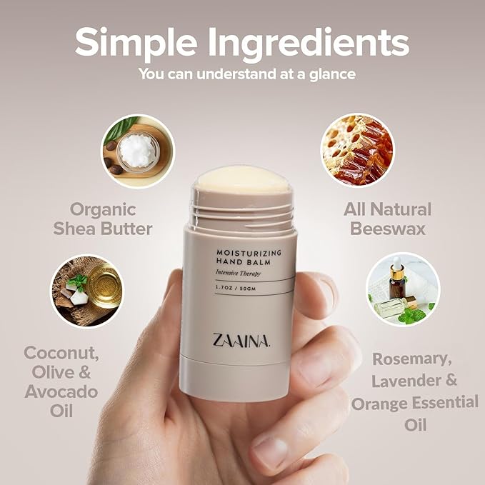 ZAAINA Intensive Hand Balm Stick - Natural Moisturizing for Dry, Cracked Hands - 1.7 oz
