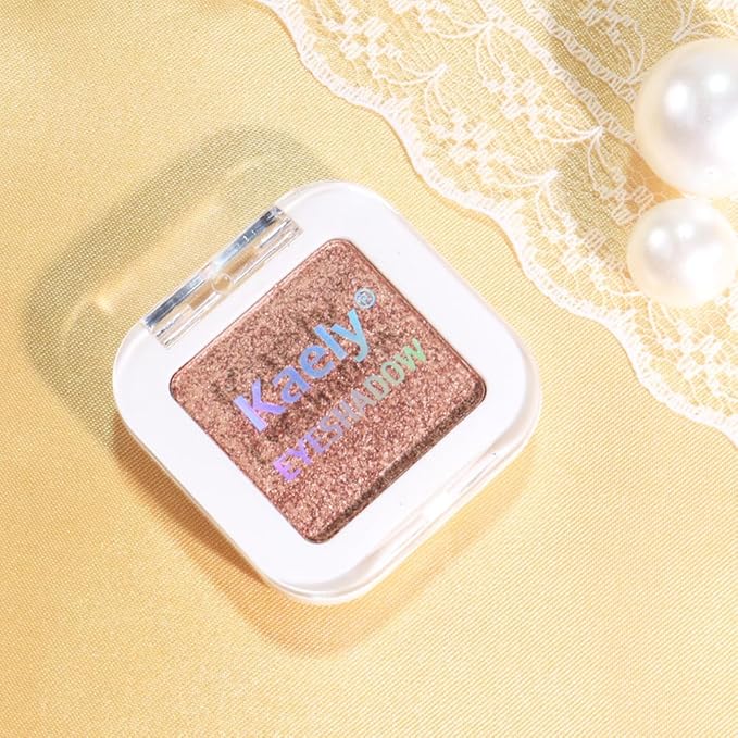 Kaely Pressed Single Eyeshadow Makeup, Amber Rush Shimmer Highly Pigmented Monochrome Eye Shadow Palette, Waterproof Neutral Powder Mini Eyeshadow, sombras para ojos, Lightweight Blendable, 21