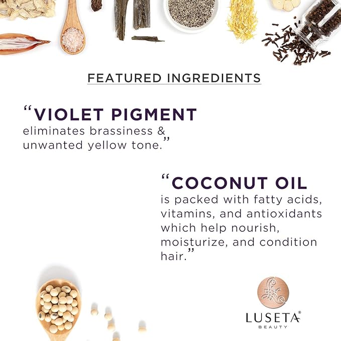 Luseta Color Brightening Purple Shampoo and Conditioner Travel Kit for Blonde and Gray Hair -Infused with Cocos Nucifera Oil to Help Nourish, Moisturize and Condition Hair, 2x1.01oz