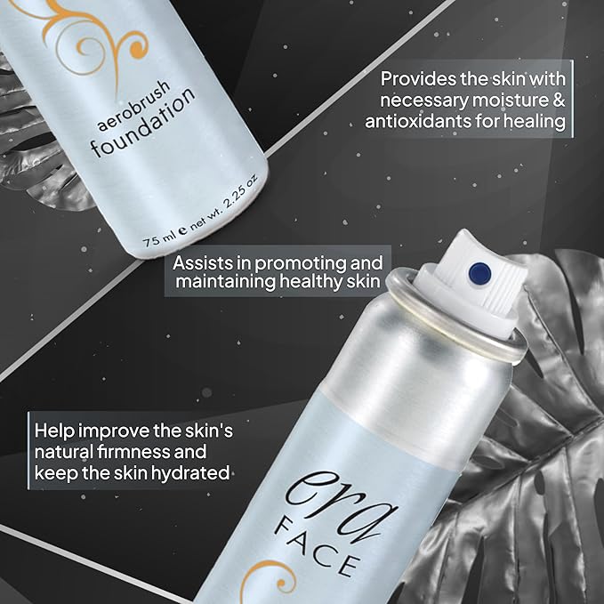 ERA Beauty Essentials Airbrush Makeup Collection (Era Face spray on Foundation - Y7 Carmel + Era Primer + Sponge)