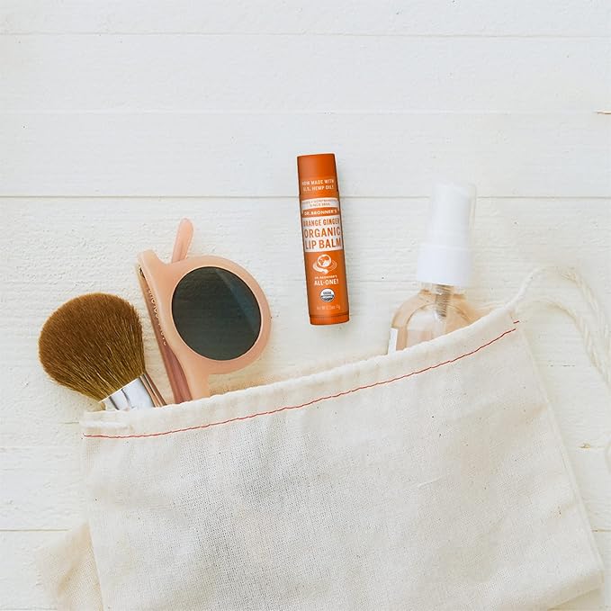 Dr. Bronner’s Organic Lip Balm 6-Pack (.15oz) Natural, Moisturizing, Petroleum-Free Lip Balm with Beeswax & Avocado Oil for Dry Lips, Men & Women - Orange Ginger