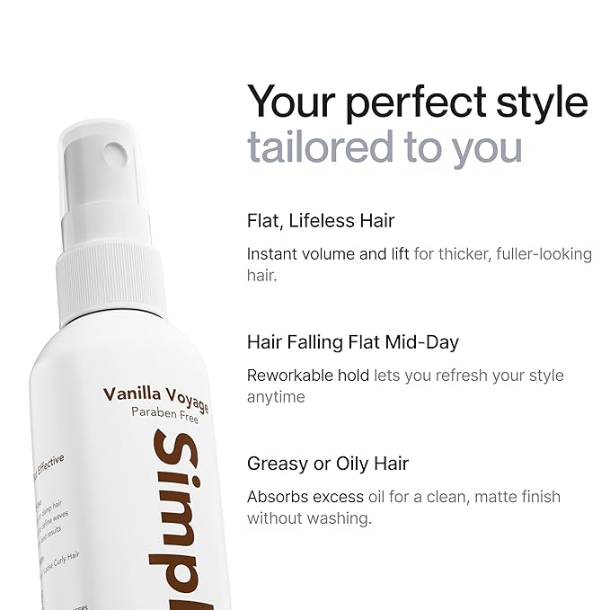 Simpletics Himalayan Sea Salt Spray for Hair - All Natural, 5 Ingredient Texturizing and Volumizing Product - Tropical Scented - Beach Look To Add Volume & Texture - Unisex - 240ml...