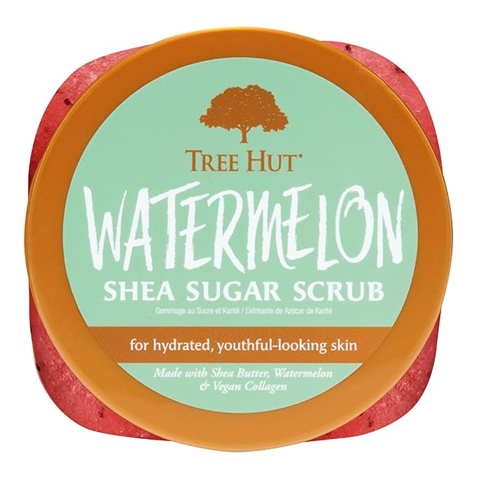 Tree Hut Watermelon Shea Sugar Scrub, Exfoliating, Hydrating & Moisturizing Body Scrub with Shea Butter & Nourishing Essential Oils, Smooth & Soften Skin, 18 oz