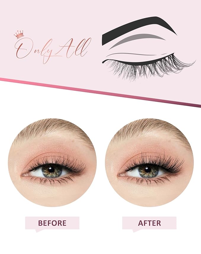 Onlyall Half Eyelashes Corner Lashes Natural Lashes Half Lashes Wispy End Lashes Corner Eyelashes 3/4 Lashes 7 Pairs C18
