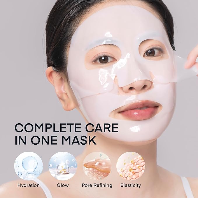 TEREZ & HONOR Korean Real Deep Bio Collagen Face Mask - 4 x 33g Hydrogel Overnight Masks for Deep Hydration, Glowing, Pore Minimizing, Elasticity, Fragrance-Free, 100 Da Ultra-Low Molecular Collagen
