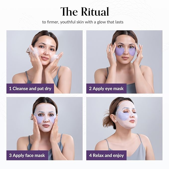 Syn-Ake 2-in-1 Eye & Face Masks Skincare, 100nm Collagen Face Mask for Improves Cheek Contour, Anti-Wrinkle and Firming, Infused with Birch Sap, Water-Free Korean Face Mask Sheet, 5sets