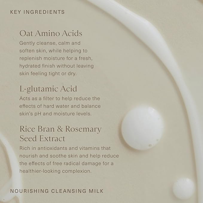Oak Essentials Nourishing Cleansing Milk | Gentle Makeup Remover Face Wash with Oat Amino Acids, Rice Bran & Rosemary Extract, 5 Oz