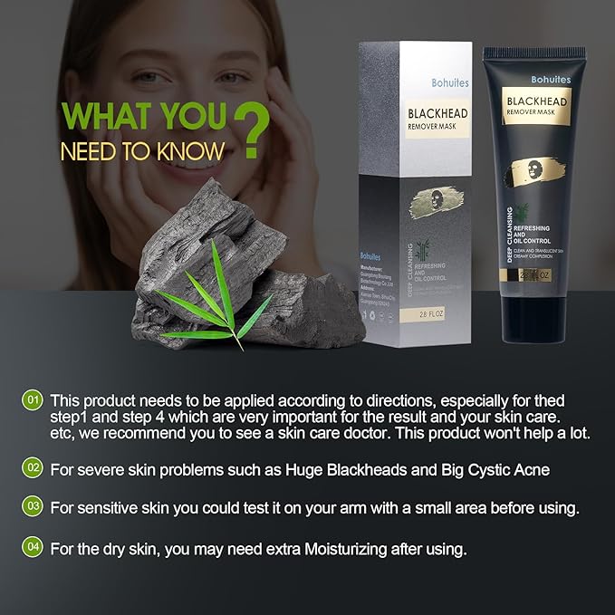 Bamboo Charcoal Blackhead Remover Mask – Peel Off Face Mask for Deep Pore Cleansing |Reduce Blackheads & Excess Oil,Refines Pores for All Skin Types(2.8 Ounce (Pack of 1), Aloe Vera)