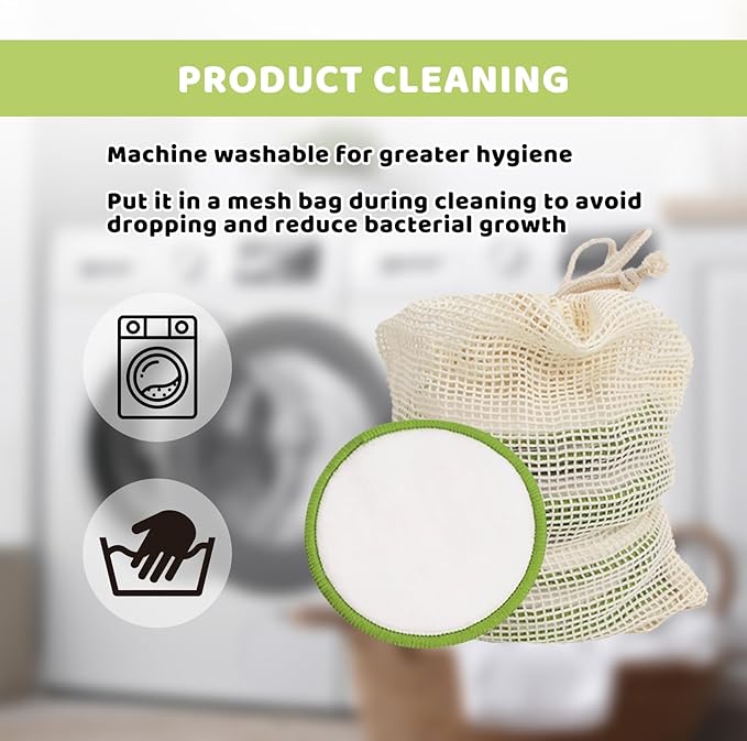 20 Pcs Reusable Makeup Remover Face Pads with Laundry Bag Washable Soft and Comfortable Cleaning Face Skin for All Skin Types.