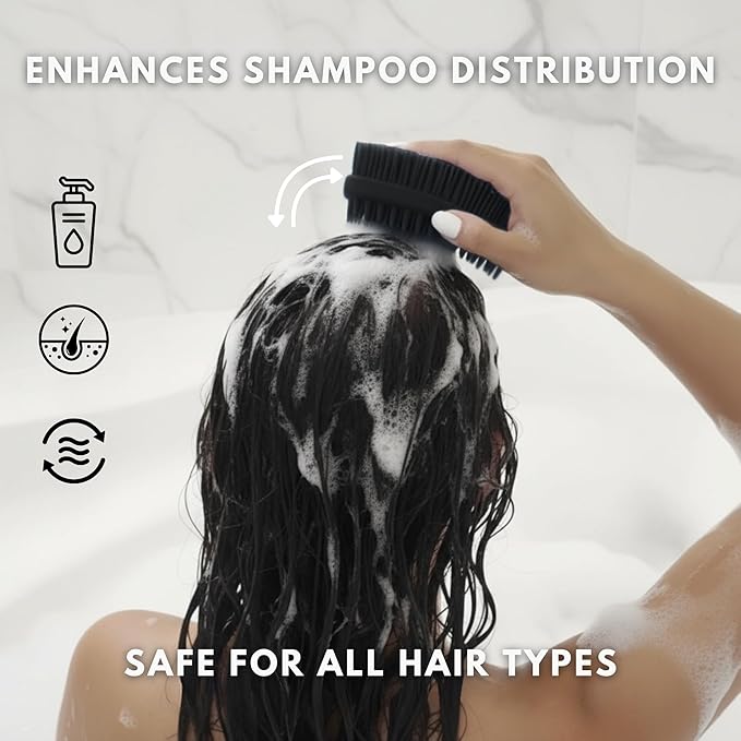 Silver Infused Scalp Massager Shampoo Brush - Advanced Material Hair Scrubber - Avilana Premium Scalp Exfoliator Head Massage - Gentle Daily Cleansing All Hair - Gift Women Men