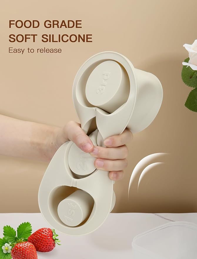 Ice Cube Tray for Tumbler Cup 30Oz-40Oz, 3 Pcs Silicone Cylinder Ice Mold with Lid and Bin for Freezer, Easy Fill and Release Ice Maker for Whiskey, Cocktail BPA-Free