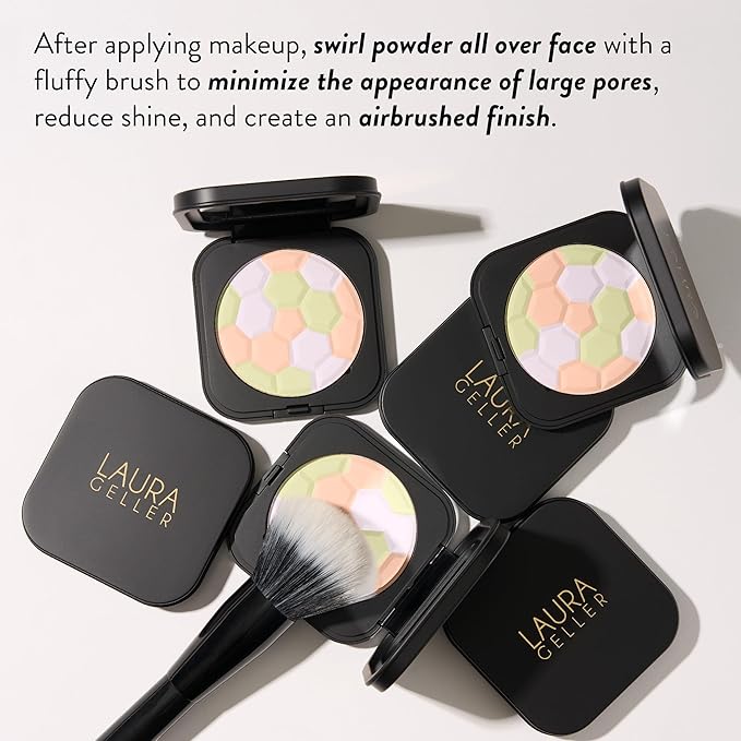 LAURA GELLER NEW YORK Filter Finish Pressed Neutralizing Setting Powder, Color Correcting For Even Tone, Universal