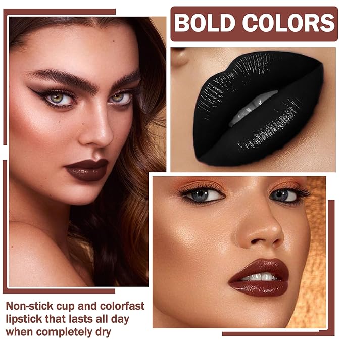 3 in 1 Lip Liner Pencil and Lipstick lipgloss Set Matte Lipstick Lip Gloss Kit Long-lasting Nonstick Cup Smudge Proof Lip Kits with Lip Liner,Moisturizing Lip Tint Lip Stain Makeup (03#Cinnamon Bun)