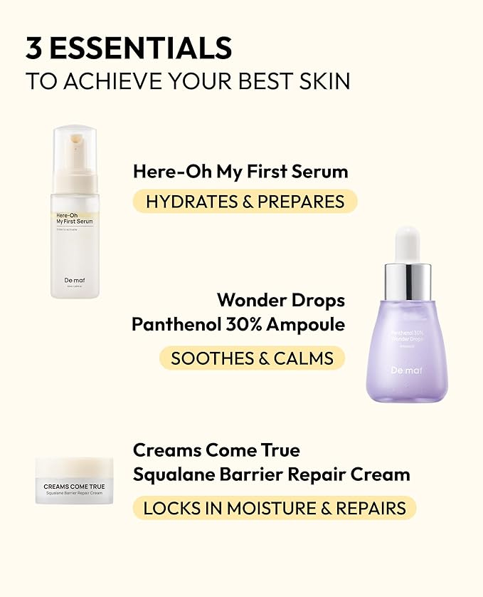 De:maf Welcome Kit Skincare Set, 3 Essential Skincare Products with a Travel Pouch