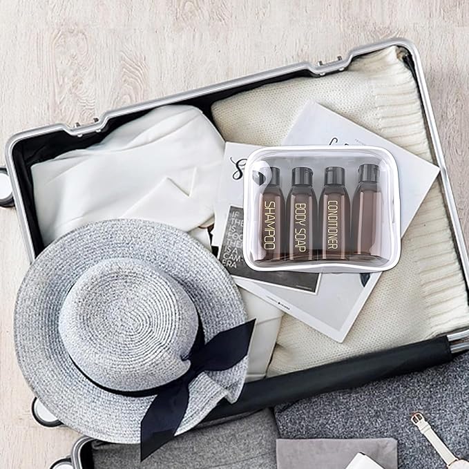 Cosywell Travel Bottles for Toiletries 4pcs 3.4oz Travel Shampoo and Conditioner Bottles TSA Approved Travel Size Containers Leak Proof Small Plastic Squeeze Bottles with Flip Cap